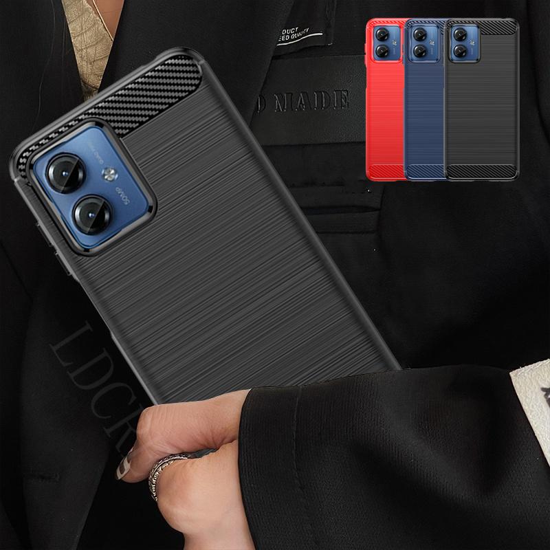 Для Чехол Motorola Moto G14 Чехол Moto G14 Capas Силиконовый Телефон Бампер Задняя Противоударный ТПУ Мягкий Карбоновый Футляр Moto G14 G 14