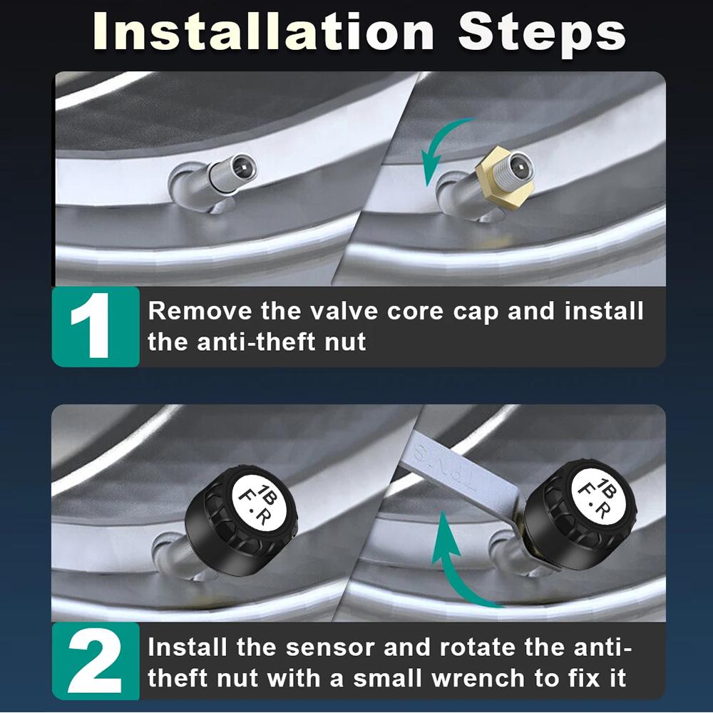 Bluetooth5.0 Автомобильная беспроводная система контроля давления в шинах TPMS IP67 Водонепроницаемая с 4 внешними датчиками Поддержка Android/IOS