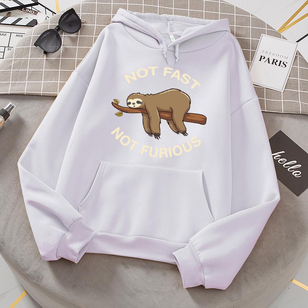 Not Fast Not Furious Sloth Sleeps Hanging From Branches Hoodies Women Novelty Fashion Hoody Loose Basic Hoodie Casual Warm Tops