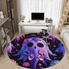 1pc Ghost Flowers Office Round Area Rug, Under Office Chairs Bedroom Living Room Home Decor, Room Deco