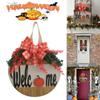 Halloween Welcome Sign Door Wreath Door Plaque Decoration Bow Maple Leaf Wreath Home Decor Welcome Sign Hanging Decor