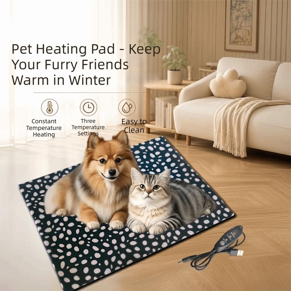 Plush Warm Pet Heating Pad Adjustable Temperature Cat Bed Mat Cat Electric Blanket Pet Crate