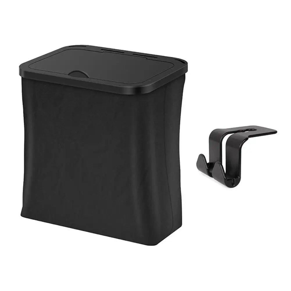 Universal Foldable Car Trash Can Garbage Bag Lid Auto Back Seat Dustbin Waste Rubbish Basket Organizer Storage Car