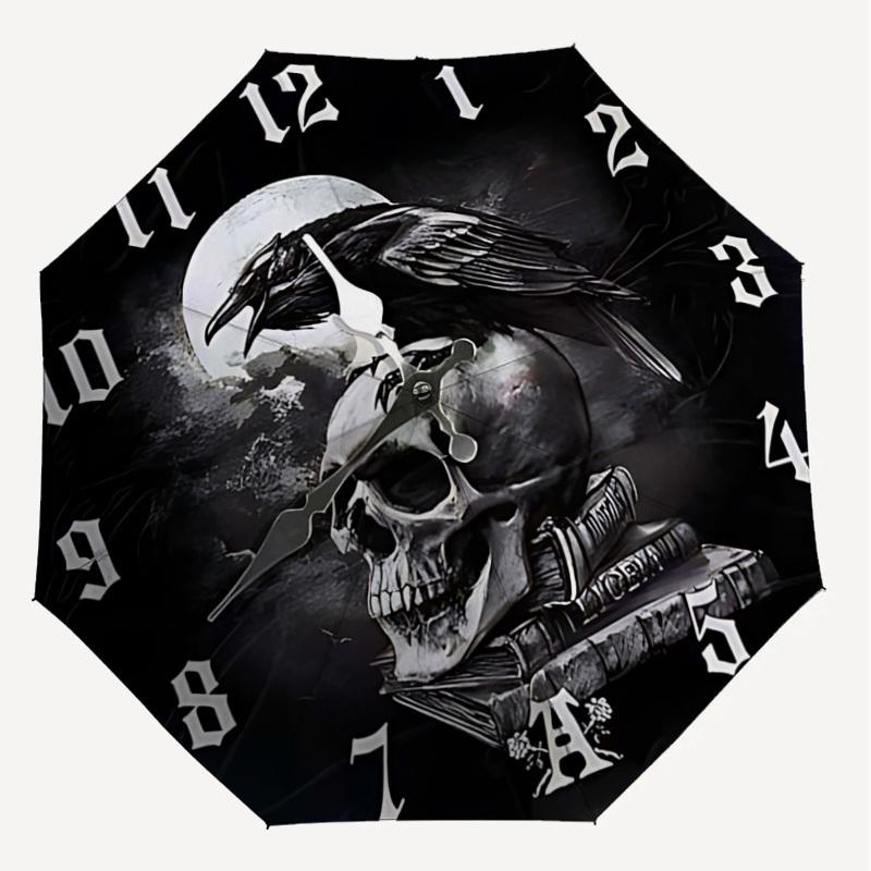 1PC Skull Raven Umbrella-8-Rib Reinforced, Automatic Open, Lightweight & Durable, Cute Fashion Accessory for Outdoor-K1291