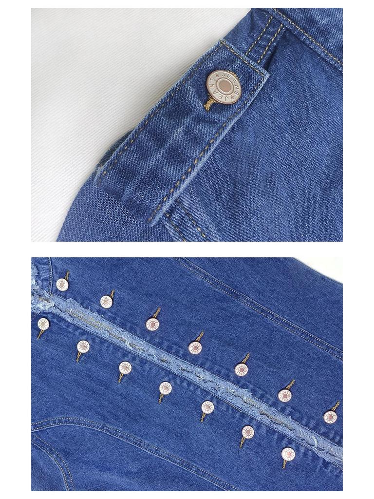 2024 Women's Cross-Border Slim-Fit Denim Jacket - Single-Breasted Stand Collar