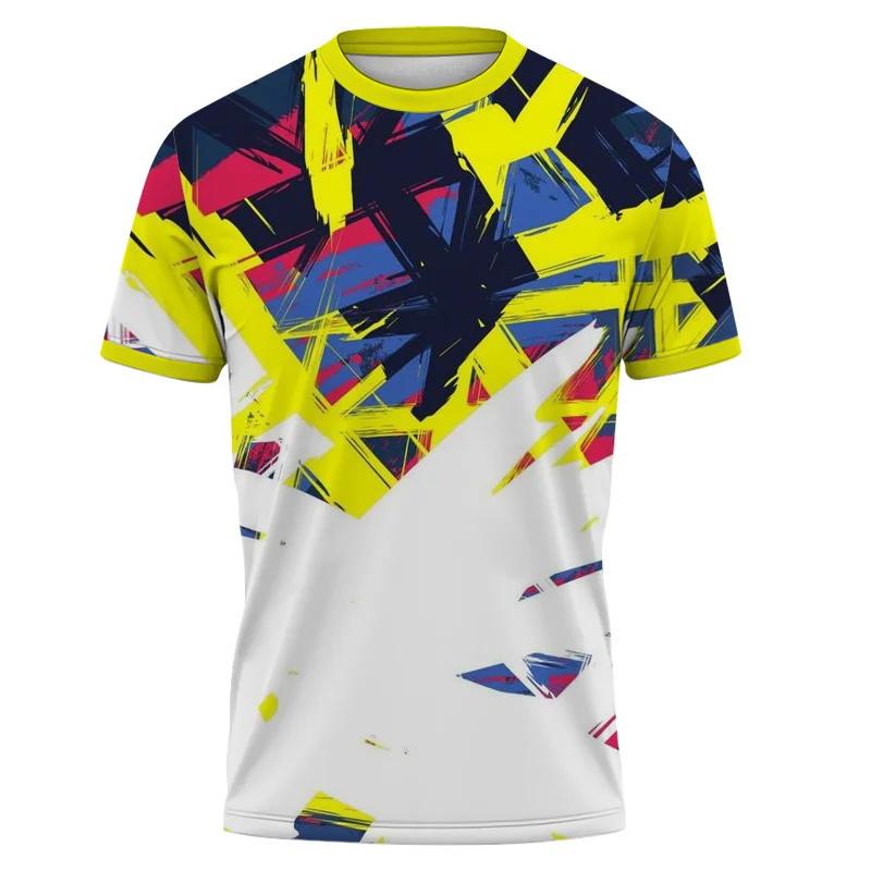 Summer Round Neck 3D Colorful Abstract Pattern Print Top Fashionable Casual Short Sleeved Men's T-shirts