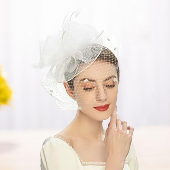 Fascinator Hat Sheer Mesh Large Flower Veil Retro Elegant Photo Prop Hair Accessory Women Wedding Cocktail Tea Party Bridal Cap Party Wear