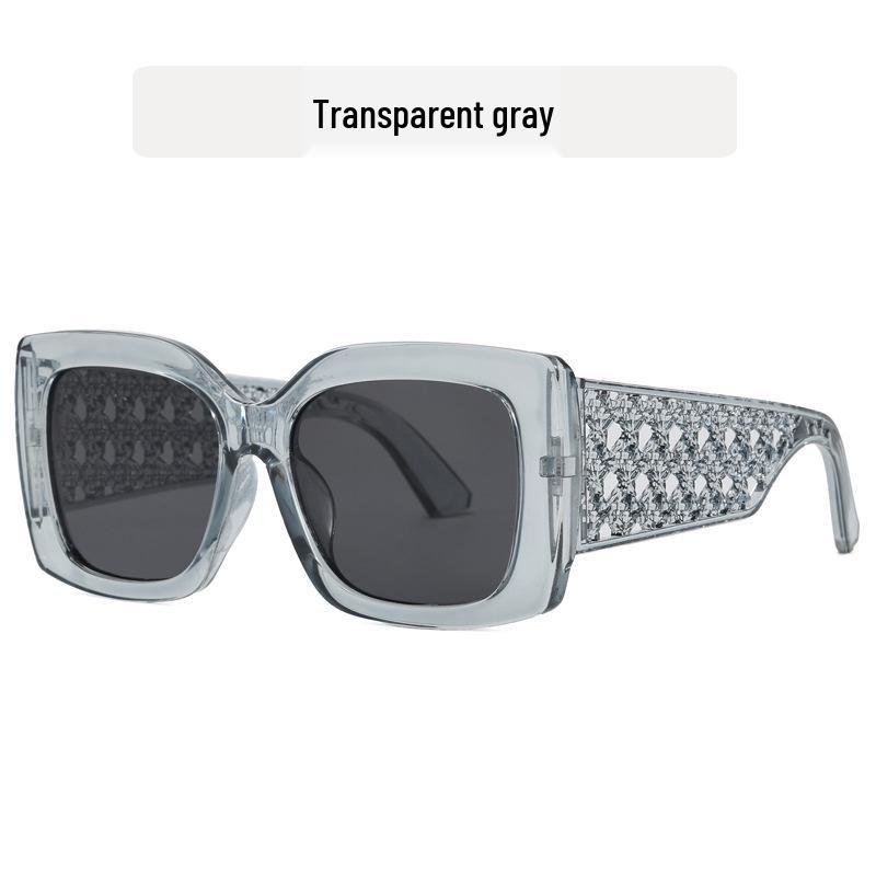 Large Frame Women's Avant-Garde Square Sunglasses with Printed Legs - Trendy Fashion