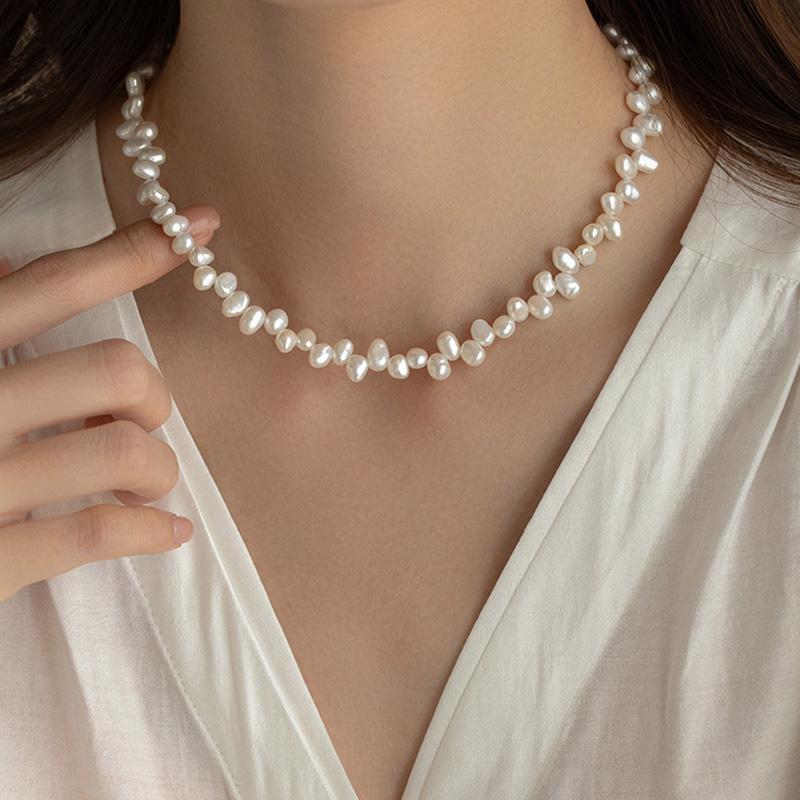 Hengsheng 4-5mm Baroque Freshwater Pearl Necklaces for Women 38cm length Adjustable Flower Pearl Necklaces 2025 New In