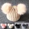 Childrens Baby Knitting Wool Hemming Hat Keep Warm Winter Hiarball Ball Cap