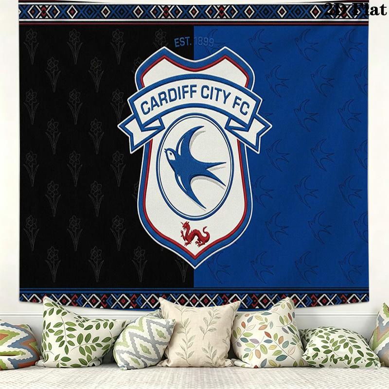 Cardiff City FC Wall Tapestry Aesthetic Wall Hanging Printed Fabric Blanket Decorative Tapestries for Bedroom Living Room Home Decor