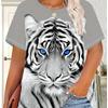 Summer Round Neck Animal Pattern 3D Print Top Fashionable Casual Short Sleeved Women's T-shirts