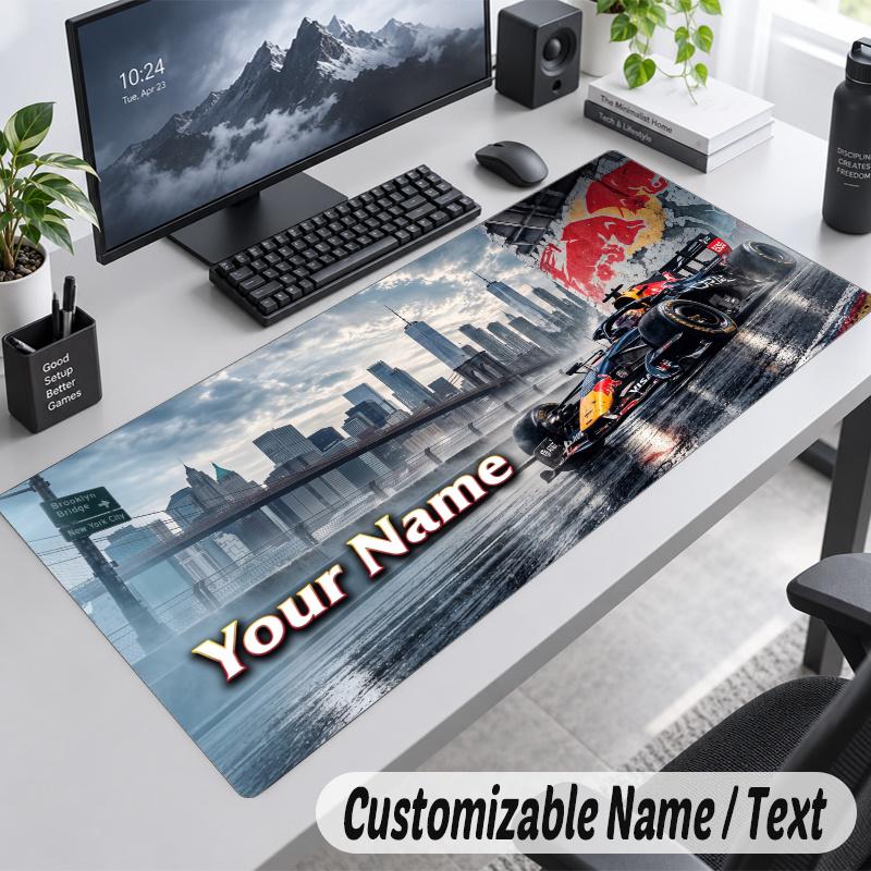 Red Bull Racing Personalized Large Mouse Pad Custom Name Text Extended Desk Mat Gaming Mousepad