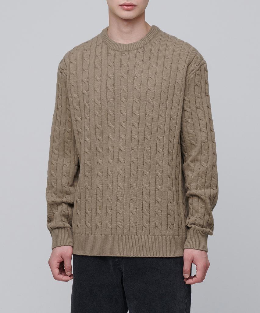 MUSINSA STANDARD Cable Crew Neck Knit [Beige]