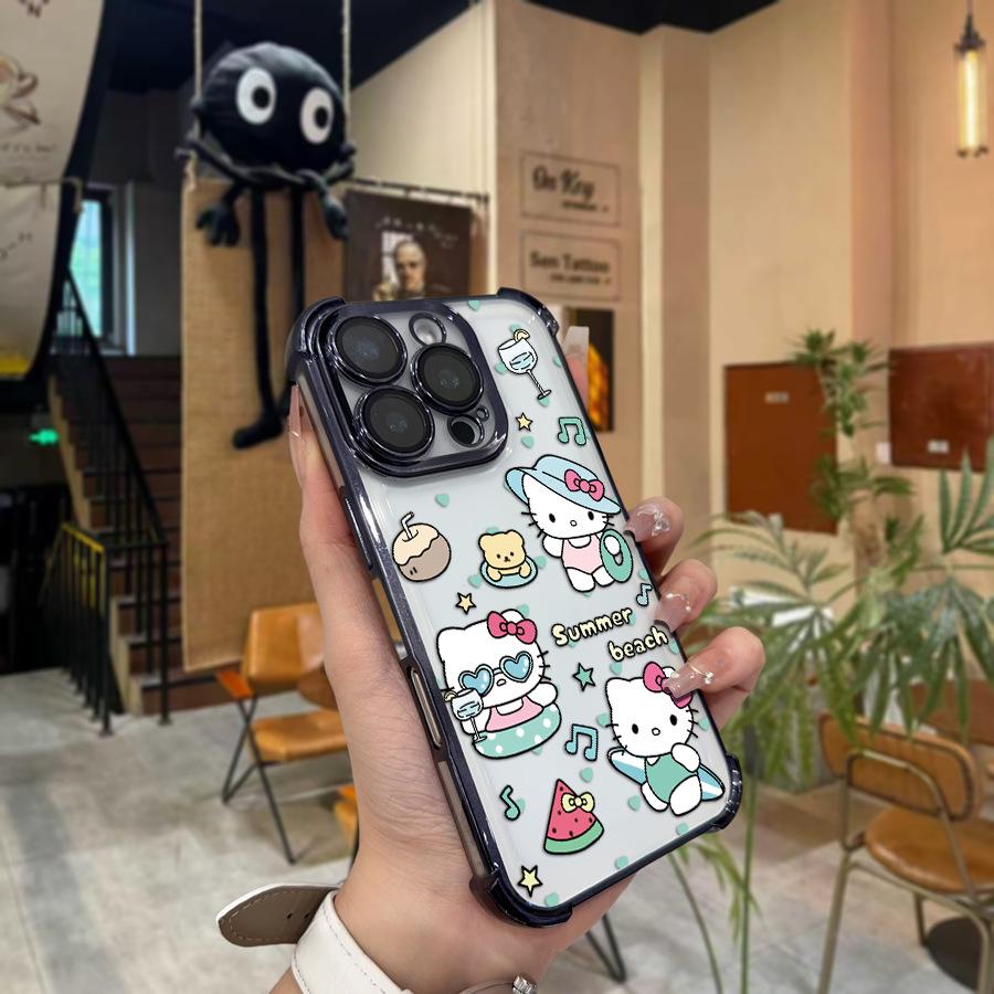 Sanrio TK Черный чехол с полным покрытием и гальваническим покрытием для Apple 14PM