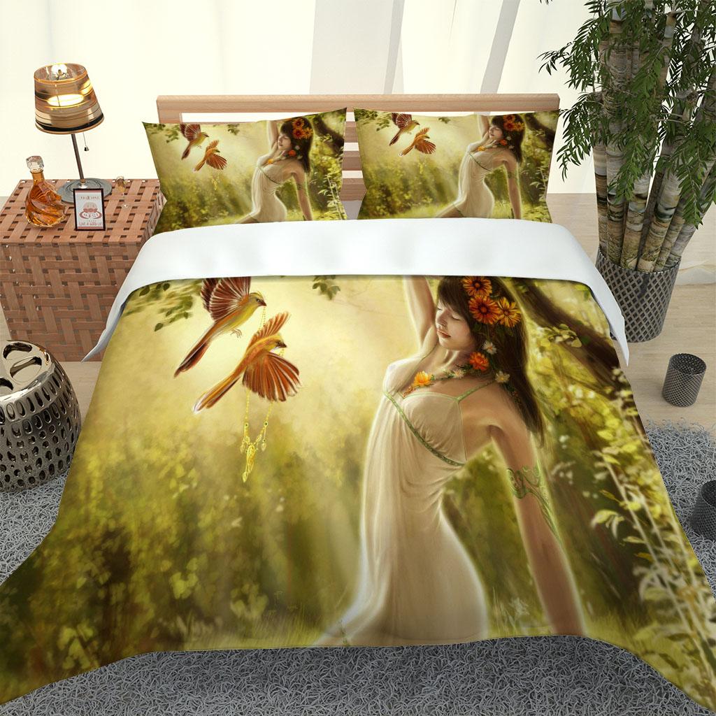 Аниме Милая Симпатичная Девушка Принт Полиэстер Постельное Белье Набор 3D Стеганое Одеяло Пододеяльник Наволочка Детская Кровать Удобный Комплект Постельного Белья Полуторный Король