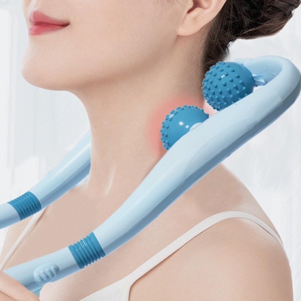 Vibration Cervical Massage Instrument Triple Balls Extended Handle Neck Massager Roller Ergonomic Three-level Adjustment