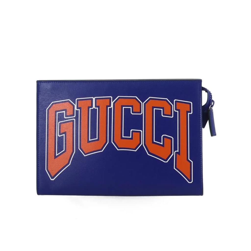 [Pre-Owned] Chinese New Year Collection Letter Print Zipper Leather Clutch - Unused #UXFZG6