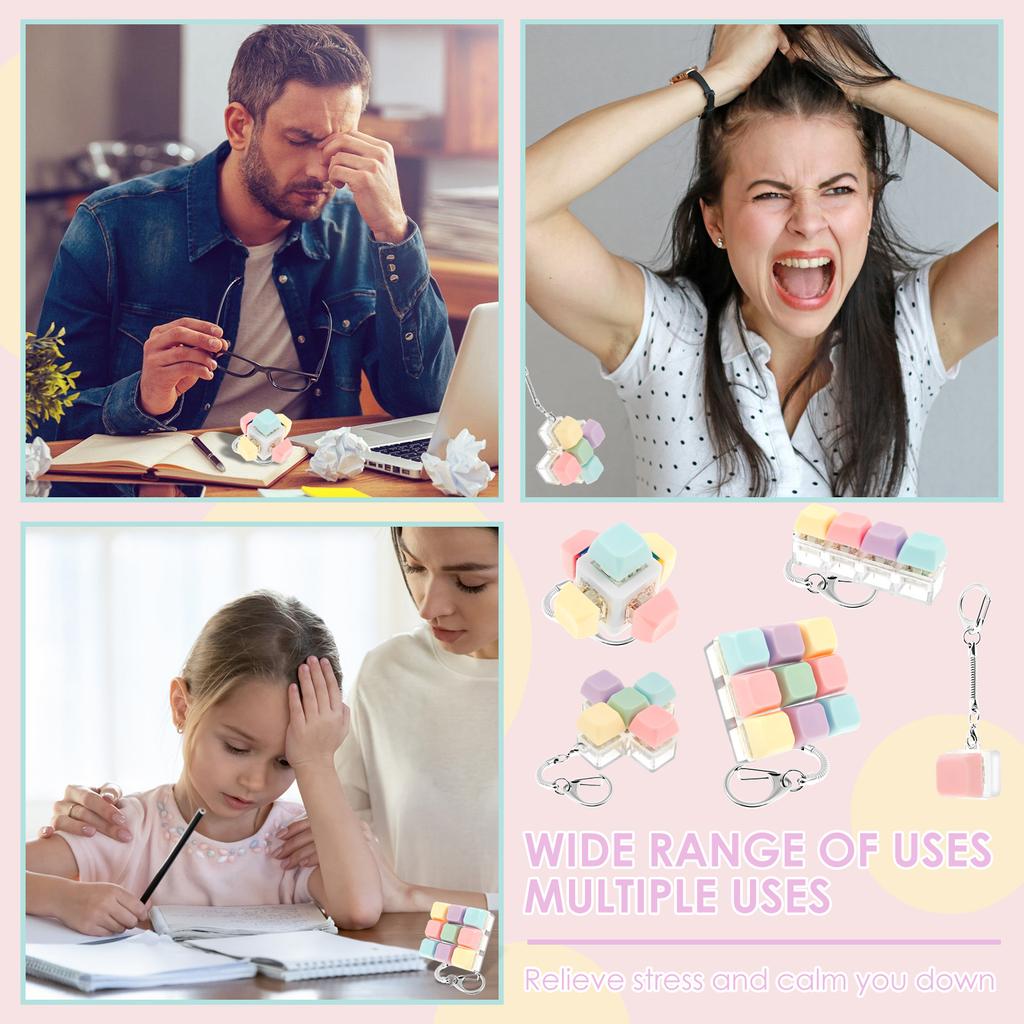 5 шт. Игрушка-кликер для клавиатуры для взрослых, брелок для механической клавиатуры, забавная кубическая кнопка для взрослых, подарки для снятия стресса, чтобы скоротать время