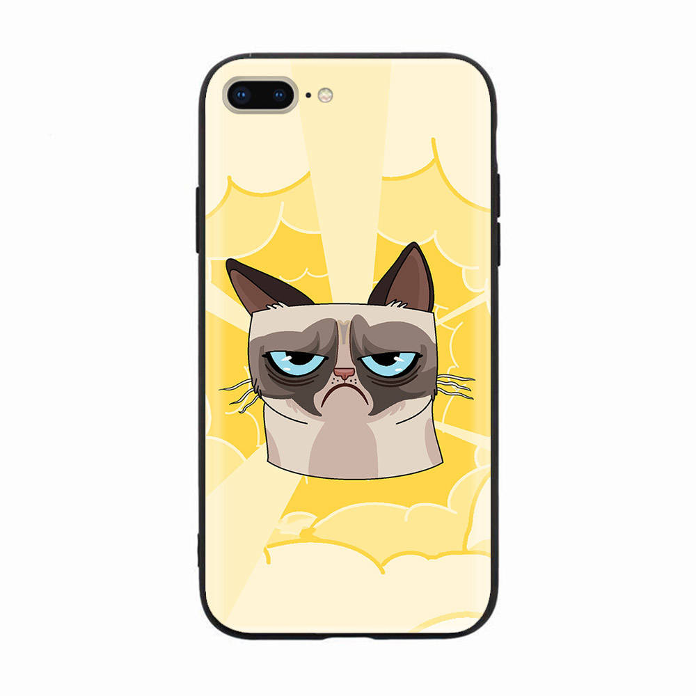 Black Case for Xiaomi Redmi 13C Note 9 iPhone XR 7 8 14 15 11 12 13 X XS Pro Max Samsung A25 S23 S24 FE Ultra Plus Grumpy Cat