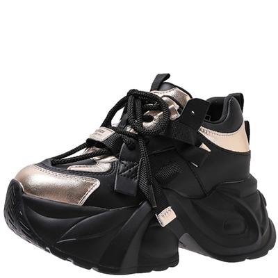 Мода Новые Осенние Зимние Кроссовки Женские Кроссовки На Мощной Платформе Спортивные Туфли Толстая Подошва Теплые Зимние Туфли Женские Каблуки 8,5 СМ Меховые Кроссовки