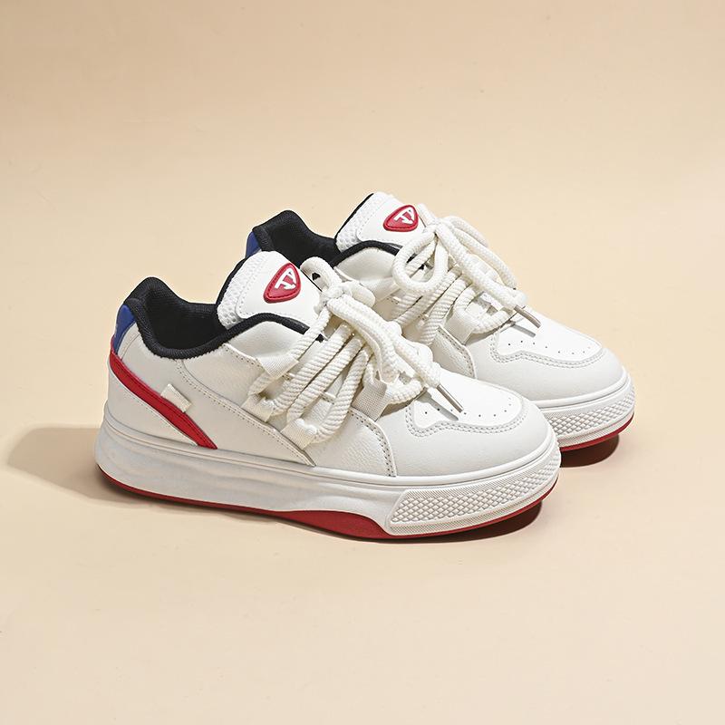 Платформенные белые женские туфли 2025 новая модель с увеличением роста, универсальные повседневные кеды, нишевые, ретро, контрастные, спортивные, папины, трендовые