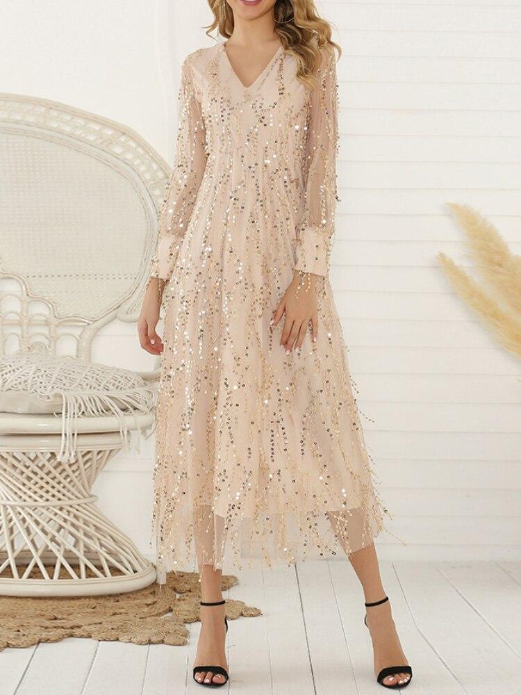 Elegant Bodycon Women's Dress for Women 2022 Summer Long Sleeve Maxi Party Bling Dresses Woman Robe Femme Ladies Vestidos Mujer