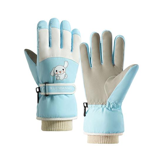 Детские лыжные перчатки для холодной погоды, сноубординга, катания на санях, ветрозащитные бархатные теплые варежки с сенсорным экраном