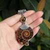 Stone Beads Natural Spiral Pattern Ammonite Fossil Stone Pendant Cabochon Conch Shell Stone Pendant