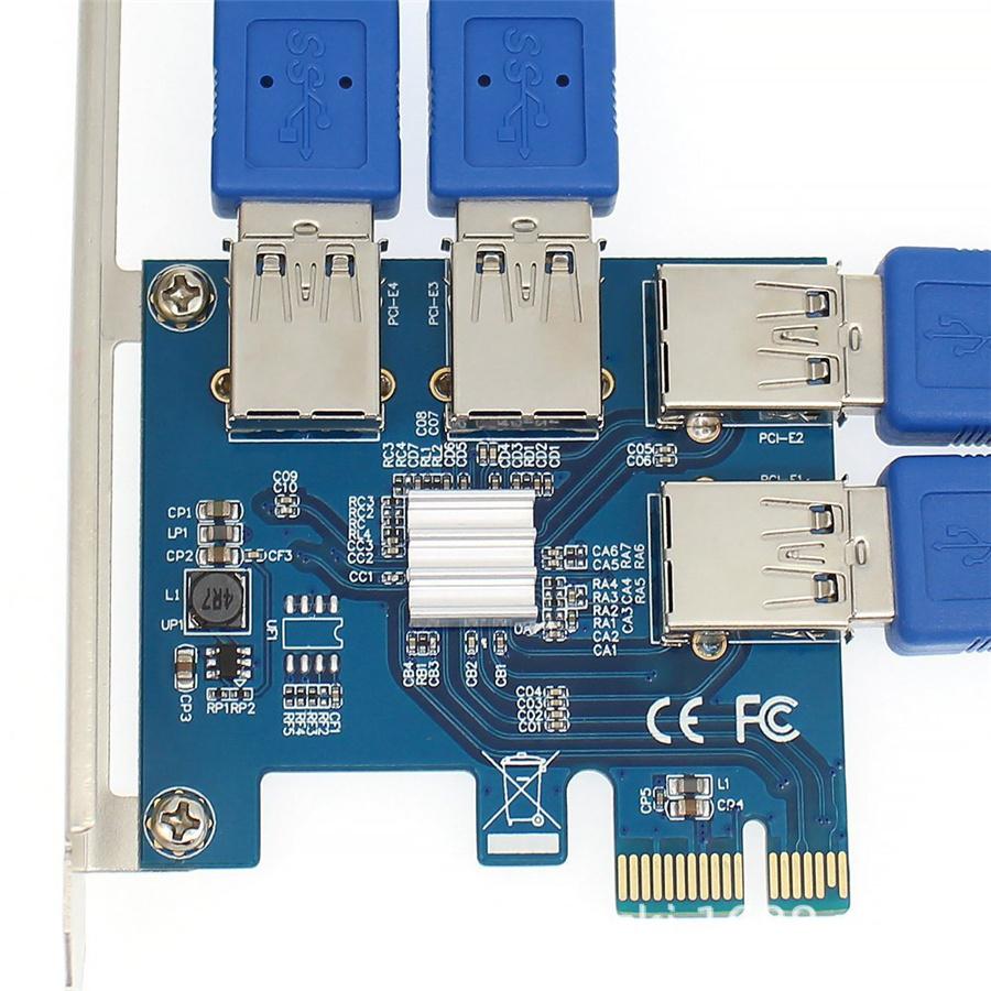 1 шт. Карта-райзер PCI Express 1-to-4 PCIe с портом USB 3.0, адаптер-разветвитель