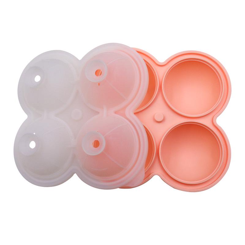 Top-Selling Silicone Ice Ball Mold with Funnel - 4 Round Ice Trays, 4 Holes