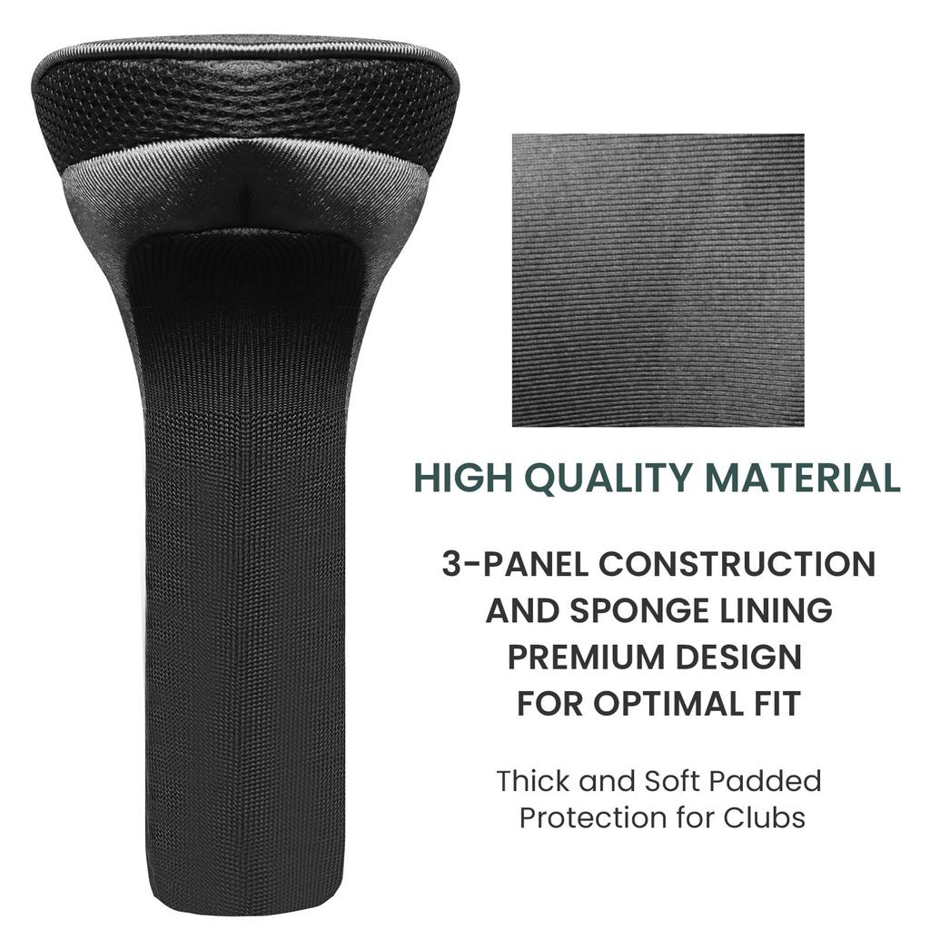 FINGER TEN Golf Club Head Covers Woods Driver Fairway Hybrid Value Pack Long Head Covers Interchangeable Accessories Ultimate Club Protection 3/5