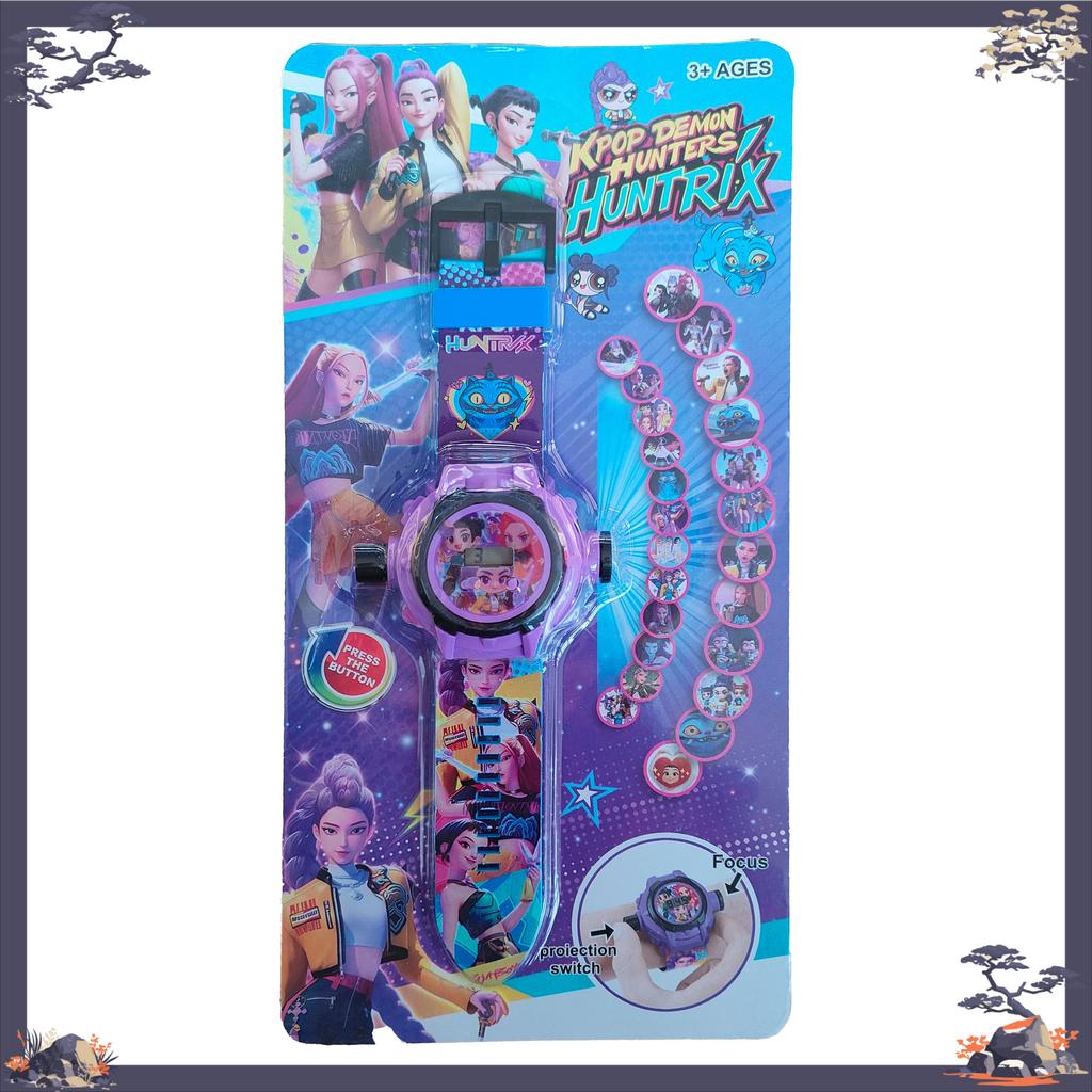 1pcsKids Projector Light Wristwatch K-POP Demon Hunters Electronic Watch Multifunctional Wristband Toy Birthday Gifts