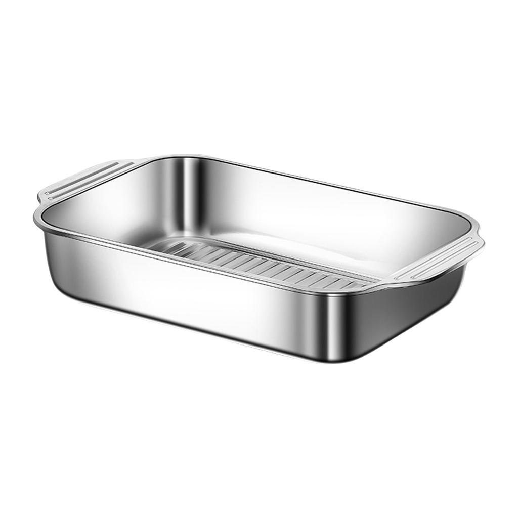 Multifunctional Stainless Steel Serving Tray Square Silver Food Platter Rust Resistant Dishwasher Safe Dinner Tray
