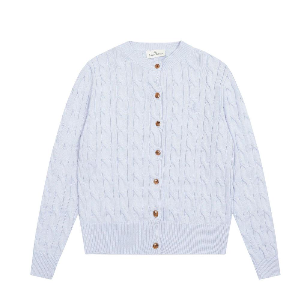 25SS Тонкий вязаный свитер Vivi Saturn с вышивкой и воротником-жабо - Корейская весенне-осенняя коллекция