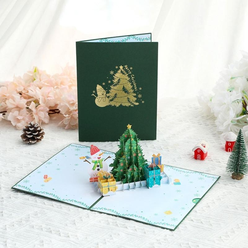 Christmas Blessing Card Set 3D Greeting Cards with DIY Message & Envelope Festive Decorations Christmas Celebration