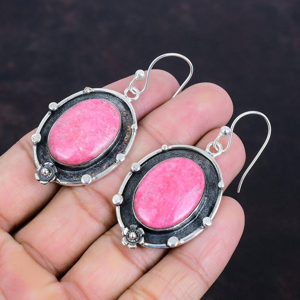 Thulite Earring Gemstone Jewelry Decent Earrings 925 Sterling Silver Earring Handmade Stylish Earring Original Thulite Jewelry Gifts For Her