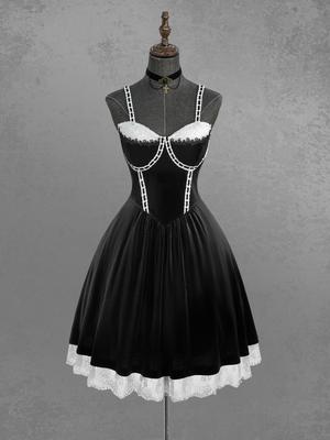 Платье-комбинезон Rosegal Gothic Plus Size с сетчатой жаккардовой отделкой из кружева и контрастной окантовкой из бархата