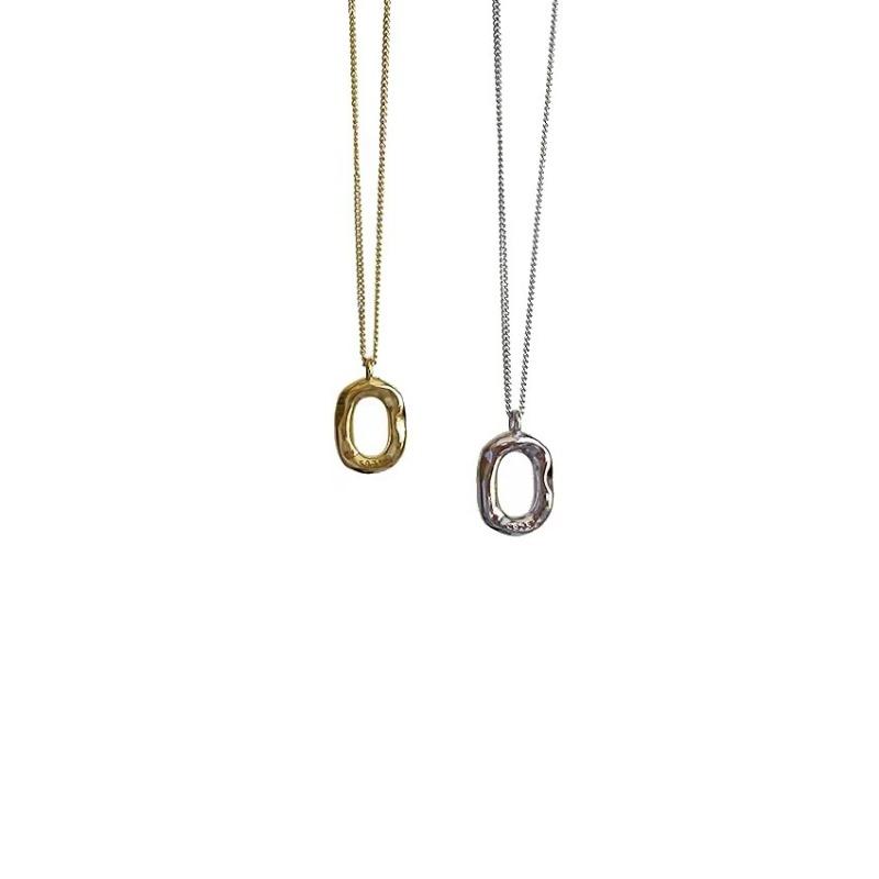 S925 sterling silver irregular circle necklace women's light luxury simple geometric pendant niche personality necklace