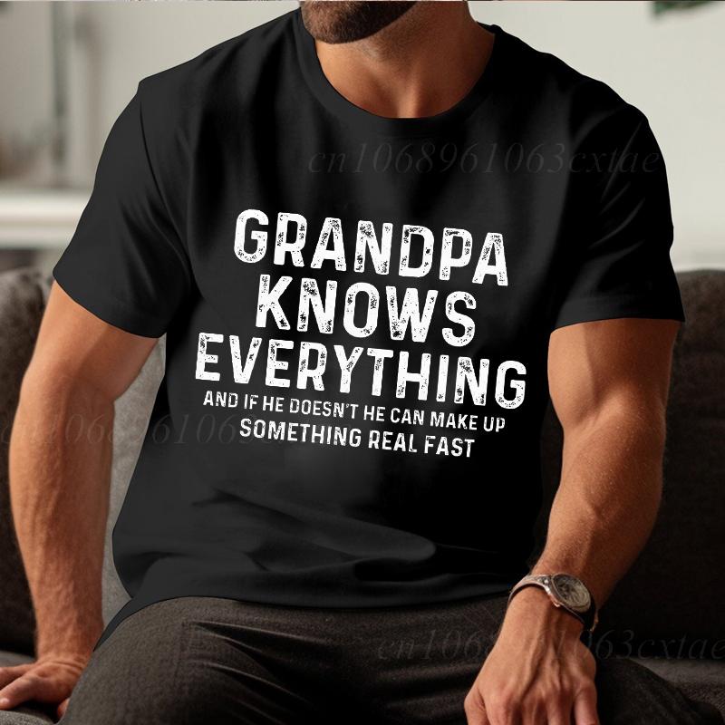 Grandpa Knows Everything Funny Grandpa T-shirts Tops Granddad Birthday Gift Tshirts Best Grandpa Tee Clothes Gift From Grandkids