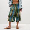 Women's Summer Boho Plaid Culotte Pants Casual Wide Leg Palazzo Trousers Baggy Cropped Gingham Capris Pants with Pockets