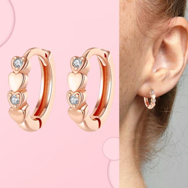 925 Sterling Silver Hoop Earrings For Women Heart Ear Hoops Real Silver 925 Jewelry Original Brand Jewelry