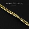 [e-housekiya] Titanium Curb Chain Necklace, Gold, for Men and Women, 50cm, 6.5mm, 6-Sided Double Chain, Hypoallergenic