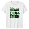 Peace Love Irish TShirt St Patricks Day Holiday Gift For Him And Her