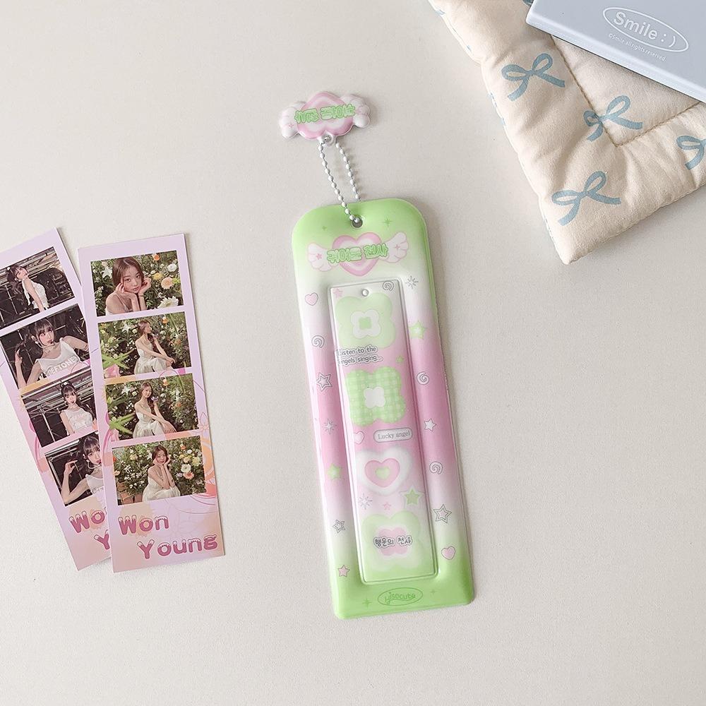 Long Bookmark Photocard Frame Bookmark Keychain Pendant Card Protective Case  Girls Gift