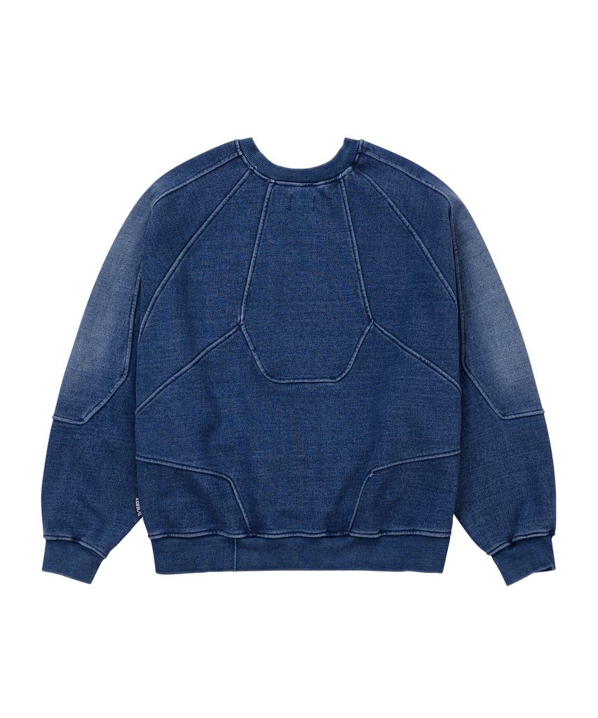AJOBYAJO Paneled Denim Sweatshirt [Blue]