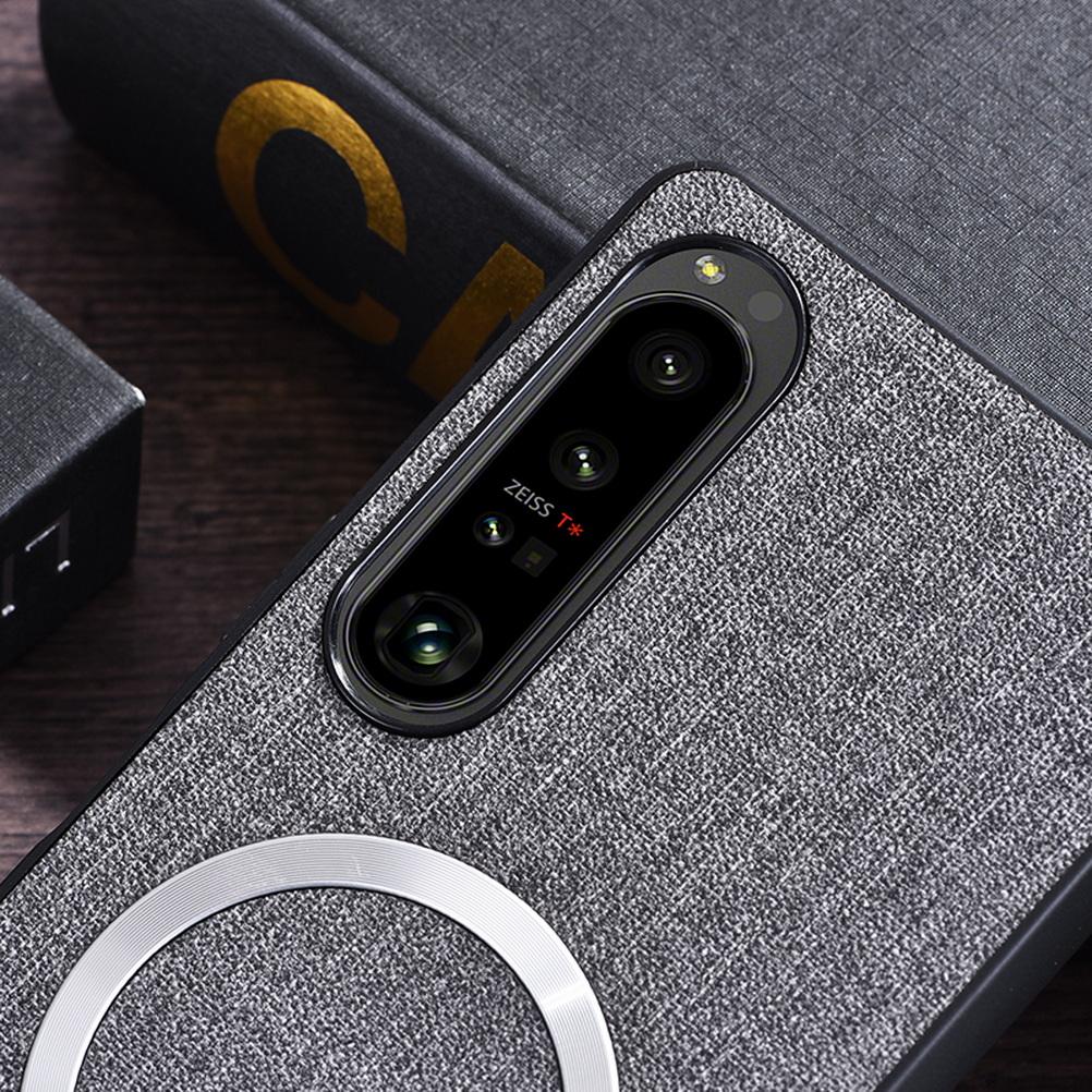 Магнитный кожаный чехол Magsafe для Sony Xperia 1 VII Xperia 10 vi 1 vi 10 V 5 V 1 V 1 IV 5 IV Тканевая крышка для беспроводной зарядки