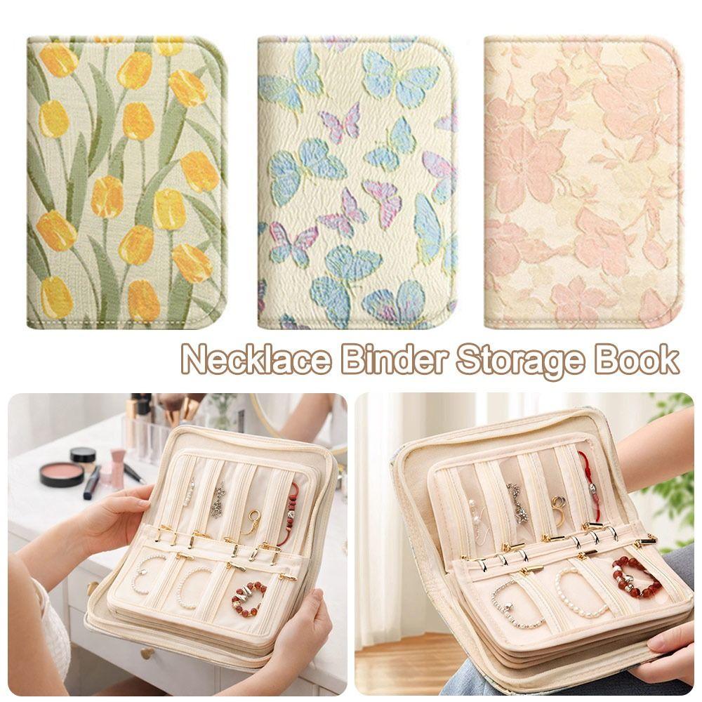 Butterfly/Pattern Jewelry Storage Book Anti-oxidation Grid Storage Jewelry Storage Bag for Women