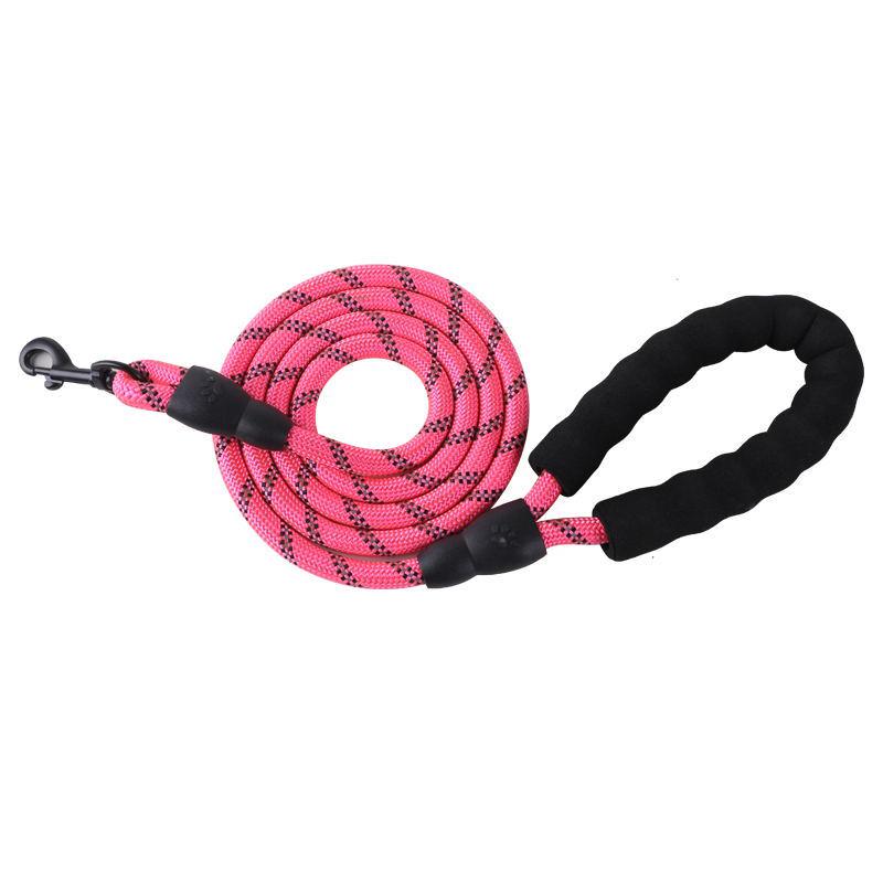 Reflective Multicolor Nylon Dog Leash with Foam Handle - Large & Medium, Explosion-Proof, Round Rope.