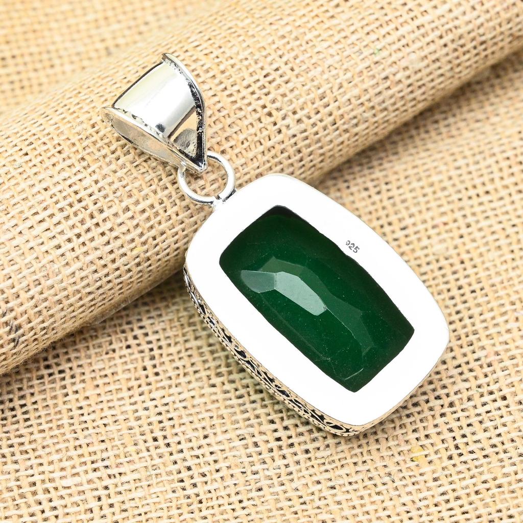 Привлекательный зеленый оникс с драгоценным камнем ручной работы из стерлингового серебра 925 пробы для женщин